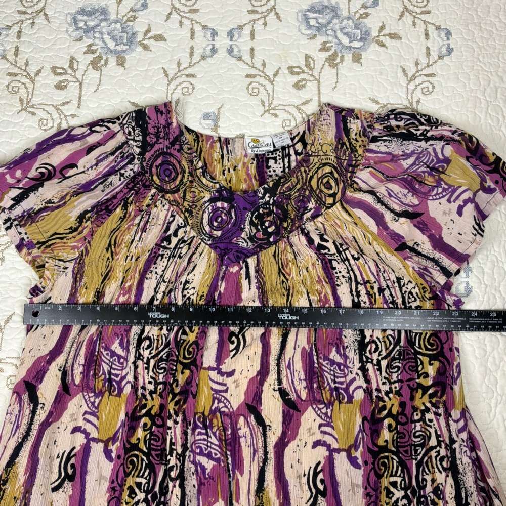 Daffodil By Loungees Nightgown 1X Purple Excellent Abstract Cotton Muu Muu - Picture 5 of 6